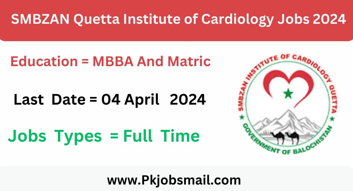 SMBZAN Quetta Institute of Cardiology Career Opportunities 2024
