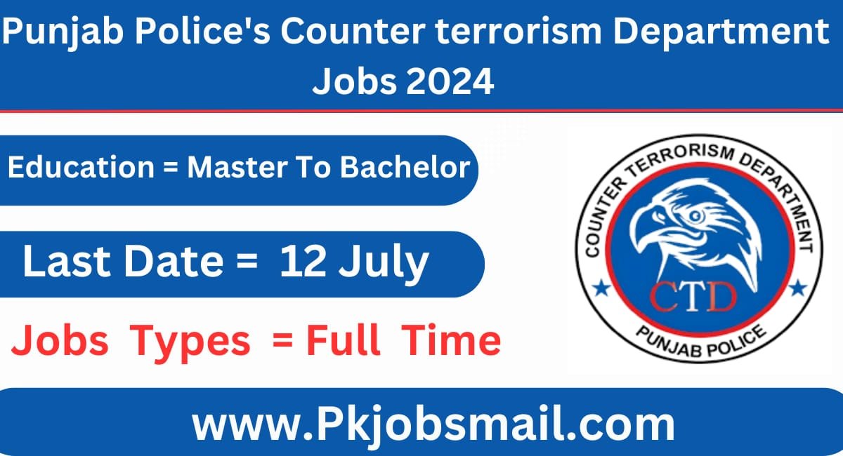 Newest Jobs for Punjab Police's Counter Terrorism Department (CTD) in 2024
